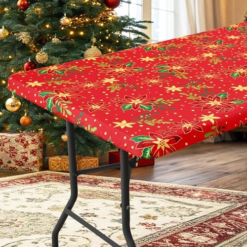 homing Rectangle Table Cloth Cover 8 Foot Flowers Elastic Fitted Tablecloth