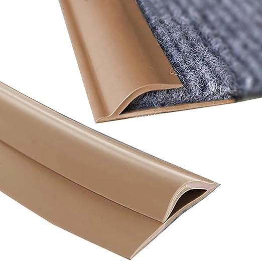 Self Adhesive Carpet Transition Strip with Edge Trim, Designed for Seamless Transitions from Carpet to Tile or Vinyl Floors, Perfect for Doorways.(Brown,25ft)
