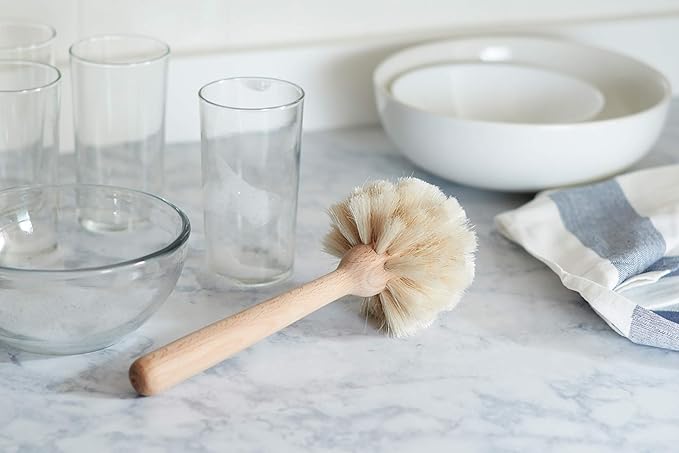 Fox Run Kitchen Brush, Natural Horsehair Fiber Dish and Glass Brush, 10"