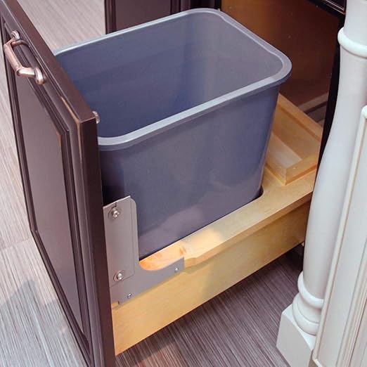 Dowell B15 Wood Base Wastebasket Pullout with 20Qt Plastic Bin (4006 0115)