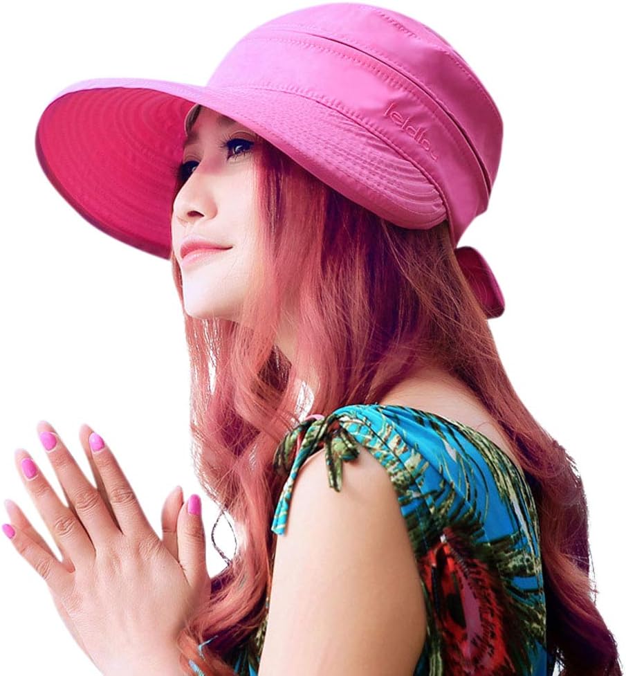HINDAWI Sun Hats for Women with UV Protection Wide Brim Sun Hat Visor Summer Beach Outdoor Foldable Womens Cap