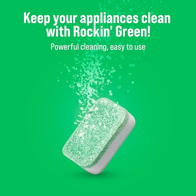 Rockin' Green Deep Cleaning and Deodorizing Tablets for Dishwashers, Washing Machines, and Garbage Disposals, Removes Odor and Residue (Multi-purpose Cleaning Tablets, 24 Pack)