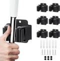 6PCS Broom and Mop Holder, Heavy Duty Garden Tool Organizer Rack Rake and Shovel Handle, Stainless Steel Mop Hanger. Screws for Wall Mounted. Matte Black