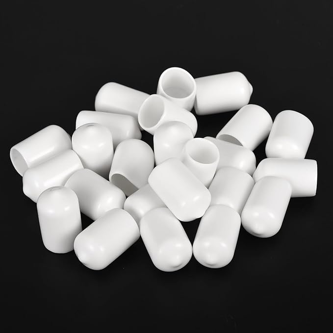 uxcell 20pcs Rubber End Caps 13mm ID Vinyl Round End Cap Cover Screw Thread Protectors White