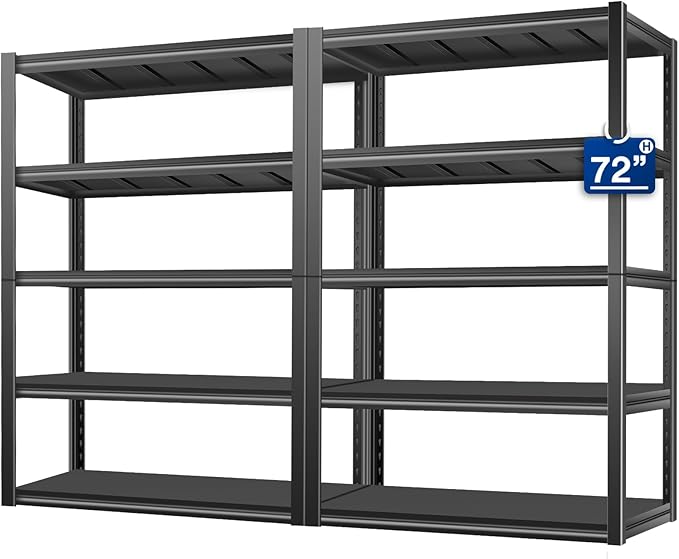 BILT HARD 3500LBS 48" W x 24" D x 72" H Garage Shelving, 5-Shelf Industrial Storage Shelves Heavy Duty, Metal Shelving Units with Adjustable Shelf, Steel Utility Shelves, 2 Pack