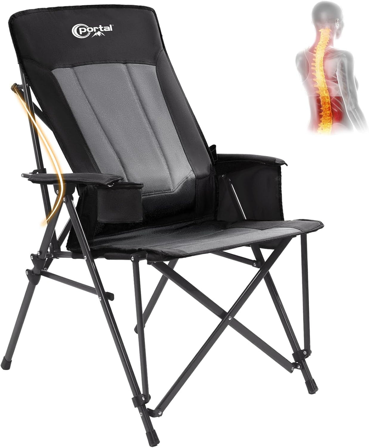 Portal Camping Chair with Lumbar Support for Adults Folding Portable High Back Oversized, 400LBS