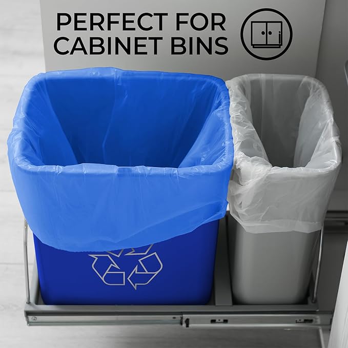 ToughBag 13 Gallon Recycling Bags, Blue Trash Bags (300 COUNT) - Blue Recycle Bags, Recycle Trash Bags 13 Gallon Tall Kitchen - Made in USA