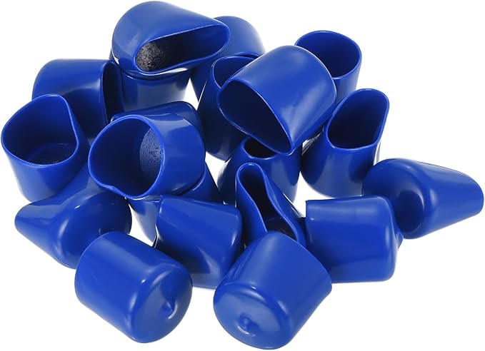 uxcell 20pcs Rubber End Caps 25mm ID Vinyl Round Tube Bolt Cap Cover Screw Thread Protectors Blue