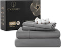 100% Egyptian Cotton Sheets Cal King Sheet Set 1000 Thread Count Sateen Weave Soft Breathable 16-Inch Deep Pocket 4PCS（California King,Dark Grey）