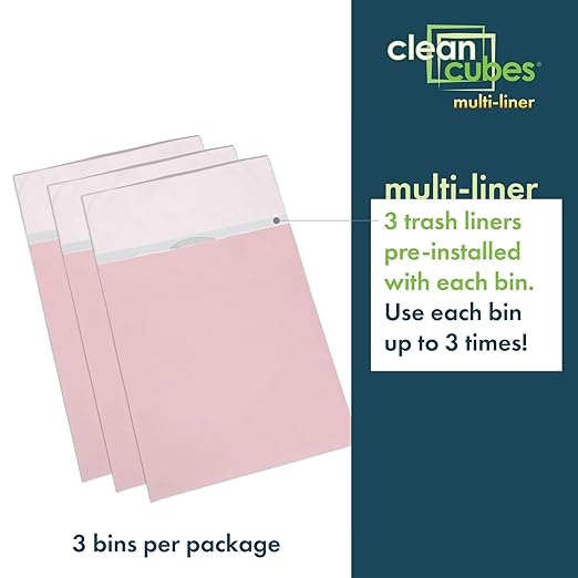 30 Gallon Disposable Pop-Up Trash Cans (3-Pack, Multi-Liner) with Fitted Bags – Foldable Garbage & Recycling Bins for Parties, Events & Kitchen (Pink 30" H x 14" W x 17" D)