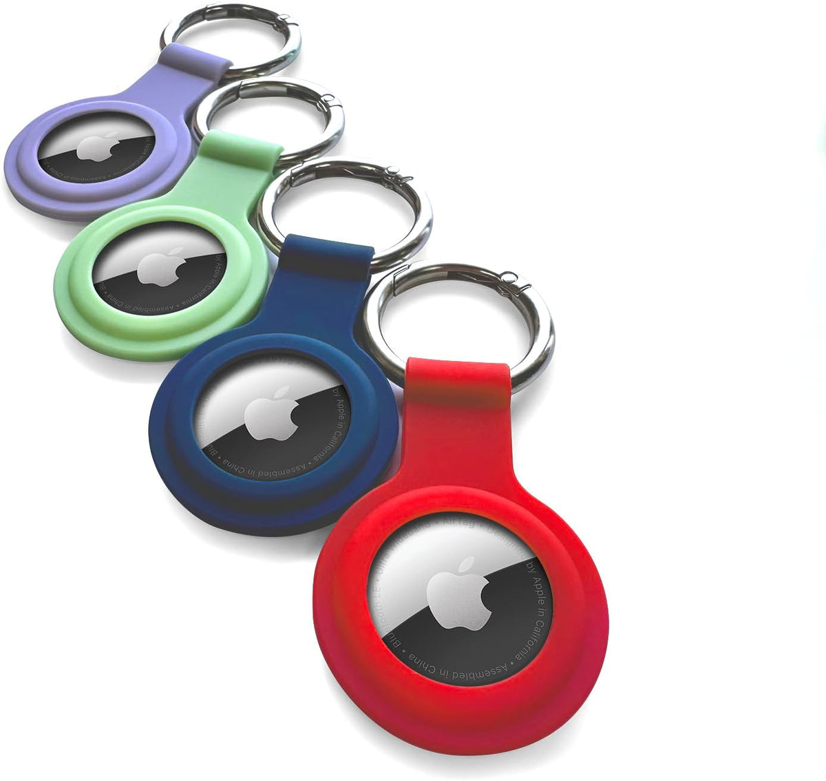 CHARGEWORX Air Tag Holder 4-Pack – Silicone Protective Keychain Holders for Apple Air Tags