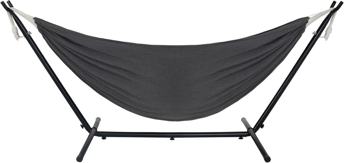 Lazy Daze Hammocks Double Hammock with 9ft Space-Saving Steel Stand Includes Portable Carrying Case, 450 Pounds Capacity (Dark Grey)