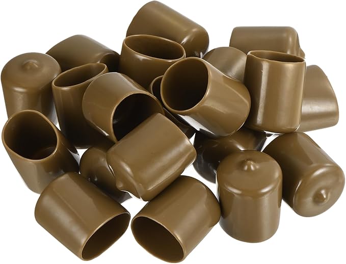 uxcell 20pcs Rubber End Caps 24mm(15/16") ID Vinyl PVC Round Tube Bolt Cap Cover Screw Thread Protectors Light Brown