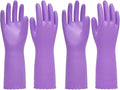 PACIFIC PPE 2 Pairs Reusable Dishwashing Cleaning Gloves with Latex Free, Cotton Lining, Kitchen Gloves, Purple, Small