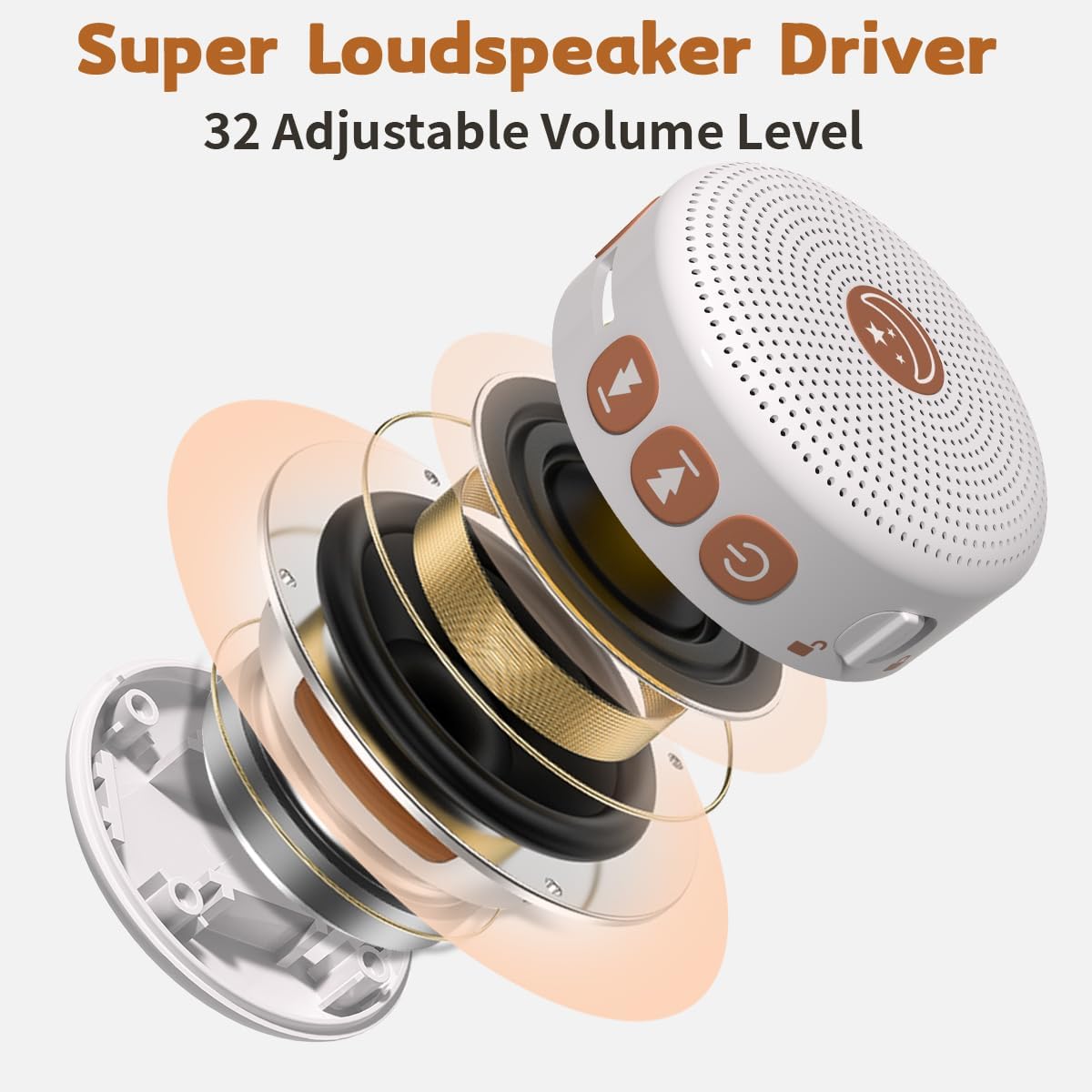 Mini Sound Machine Portable Baby White Noise Machine with 30 Soothing Sounds for Kids Adults Auto-Off Timer 32 Volume Levels Rechargeable Brown Noise Sleep Machine for Home Office Privacy and Travel