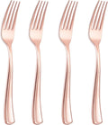 Liacere 200 Pack Rose Gold Disposable Forks - 7.4 Inch Heavy Duty Plastic - Rose Gold Silverware for Catering, Parties, Dinners, Weddings & Mother's Day
