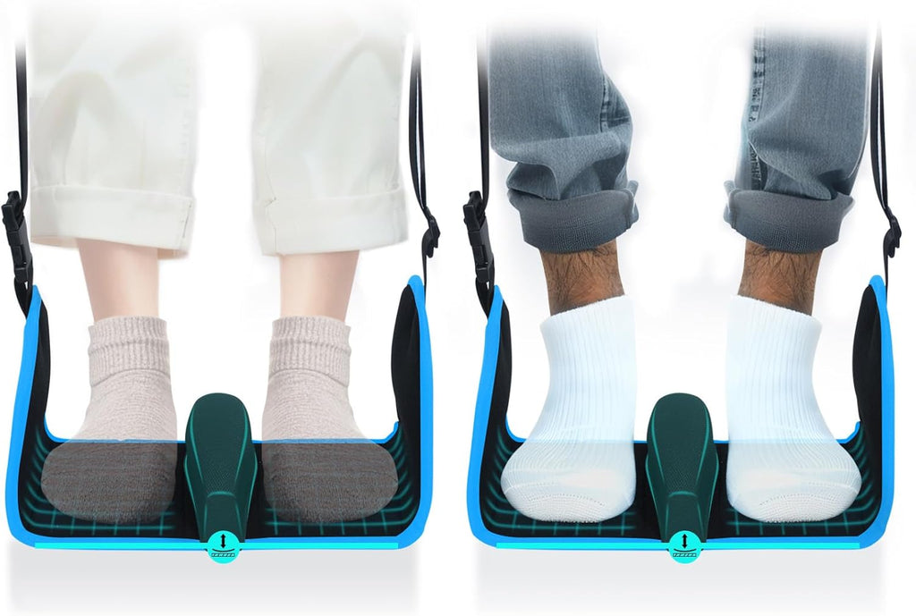 Airplane Foot Hammock, Foot Hammock for Travel Accessories with Ergonomic Removable Foot Divider Design, Airplane Foot Rest, Premium Comfortable Memory Foam & Hardboard for No Feet Clashing(Large)