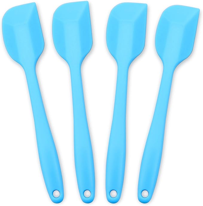 Silicone Spatula 4-piece Set, Heat-Resistant Non-stick Rubber Spatulas with Stainless Steel Core, Blue