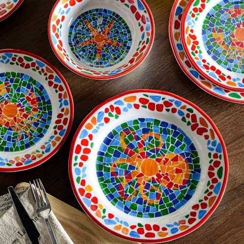 Melamine Dinnerware Set, 12 Pcs Dishware Sets, Plate and Bowl Set for 4