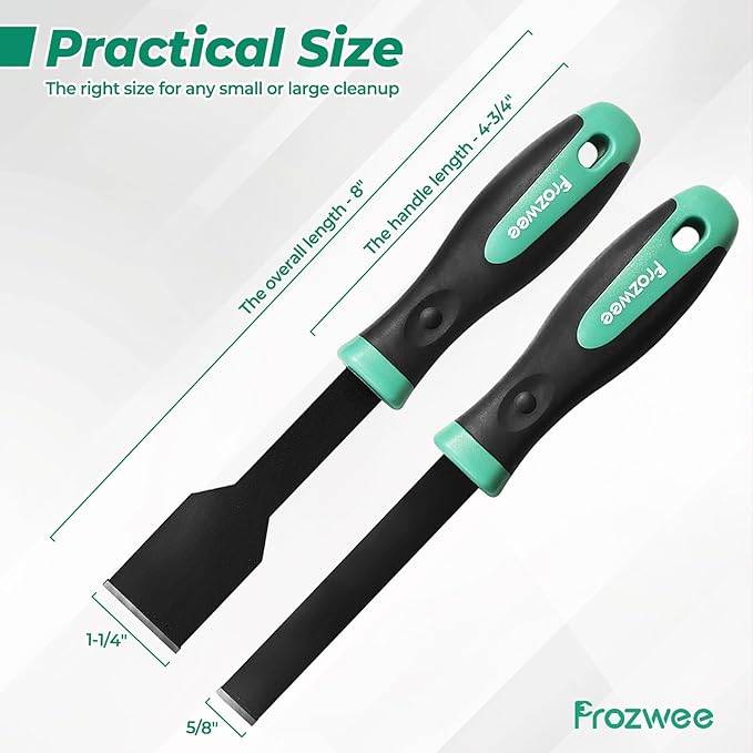 2PCS Carbide Scraper Set(1-1/4 inch & 5/8 inch),Super Gasket Scraper with Durable Tungsten Tip for Remove Gaskets, Carbon and More from Varied Surfaces