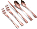 Lemeya 20-Piece Rose Gold Silverware Set for 4,Heavy Duty 18/10 Stainless Steel Cutlery Set with Forged Stand Knife,Modern Flatware Utensils Set,Forks Spoons and Knives Set,Dishwasher Safe