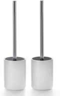 Ceramic Toilet Brush & Holder Set - Freestanding Deep-Cleaning Toilet Bowl Cleaner Brush, Stainless Steel Handle, Small & Sturdy for Storage, Easy to Clean, Non-Scratching