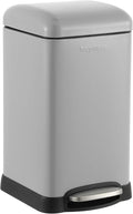 happimess HPM1012E Betty Retro Mini 3.2-Gallon Step-Open Trash Can, Fingerprint Resistant, Modern, Minimalistic for Home, Kitchen, Laundry Room, Office, Bedroom, Bathroom, Fog Gray