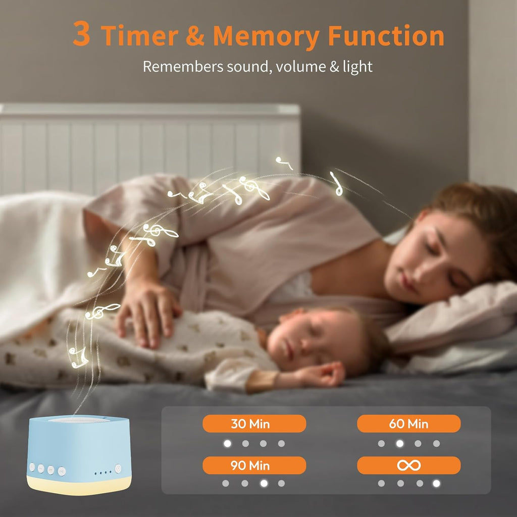 Portable White Noise Machine,Mini Sound Machine for Travel with Breathing Night Light,16 Soothing Sounds,Timer,Rechargeable Brown Noise Machines for Sleeping Adults Gift,Office Privacy,Home (Blue)
