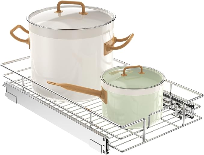 LOVMOR Pull Out Cabinet Organizer 9" W x 21½" D, Kitchen Cabinet Pull Out Shelves Slide Out Storage
