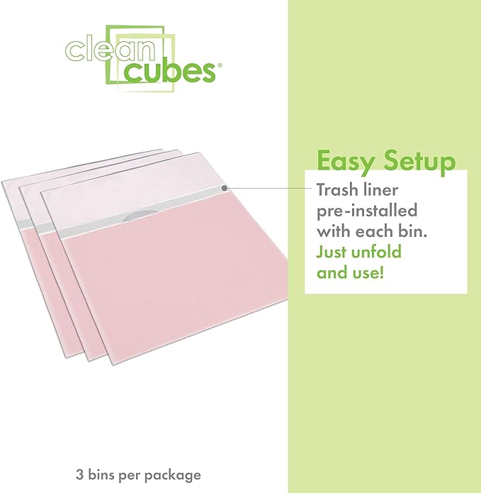 13 Gallon Disposable Pop-Up Trash Cans (3-Pack) with Fitted Bags – Foldable Garbage & Recycling Bins for Parties, Events & Kitchen (Pink, 17" H x 13.5" W x 10" D)