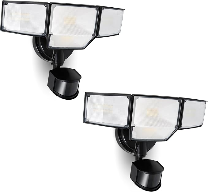 LUTEC 80W 9000LM LED Security Lights Motion Sensor Outdoor Lights, 4 Head LED