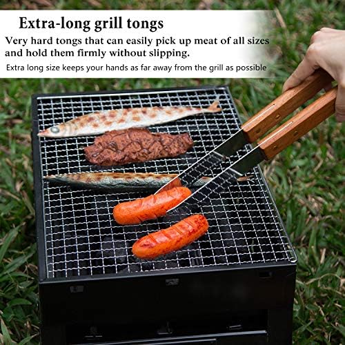 IMAGE Wooden BBQ Accessories Grill Sets,Stainless Steel BBQ Grill Tools Utensils Set for Outdoor Grilling, Cooking, Backyard Barbecue & Camping Gift for Man Dad Women Barbecue Enthusiasts Set of 4