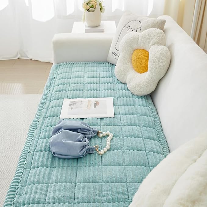 Couch Cover for Dogs Washable, Fuzzy Pet Couch Covers for 3 Cushion Sofa Pet Friendly, Non Slip Sofa Cover (Blue, 27.6" x 70.9"/70 x 180cm)
