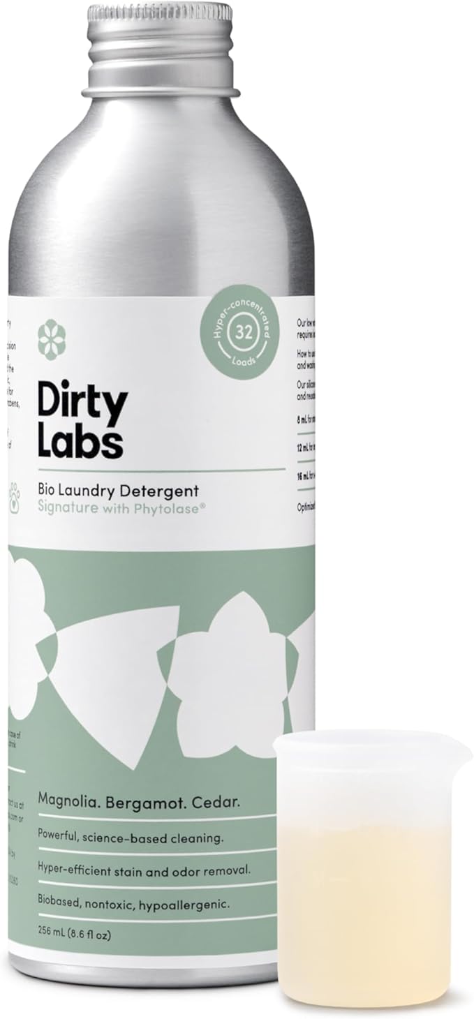 Dirty Labs | Signature Scent | Bio-Liquid Laundry Detergent | 32 Loads (8.6 fl oz) | Hyper-Concentrated | High Efficiency & Standard Machine Washing | Nontoxic, Biodegradable | Stain & Odor Removal