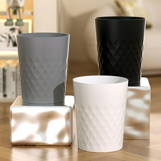 1.8 Gallon Small Trash Can 2 Pack Bathroom Garbage Can Waste Basket Recycling Bin for Dorms Bedrooms Offices Kitchens, Grey