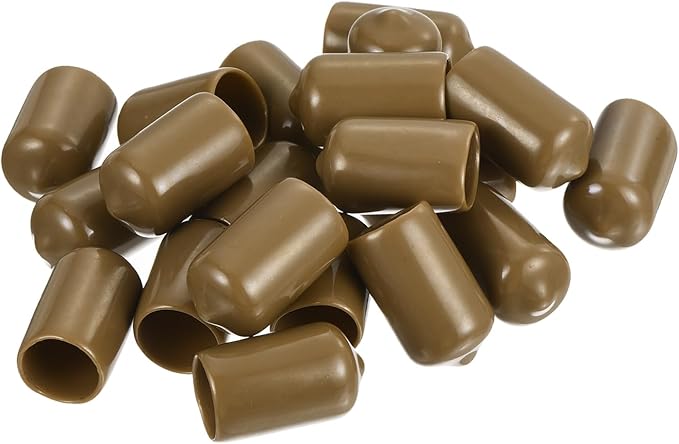 uxcell 20pcs Rubber End Caps 12.5mm(1/2") ID Vinyl PVC Round Tube Bolt Cap Cover Screw Thread Protectors Light Brown