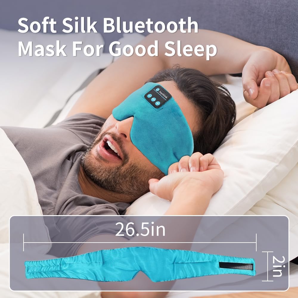 Joythink Sleep Headphones Bluetooth Sleep Mask Silk Kids Children Wireless Headband Headphones for Sleeping Travel Adjustable Sleeping Eye Mask with Thin Speaker
