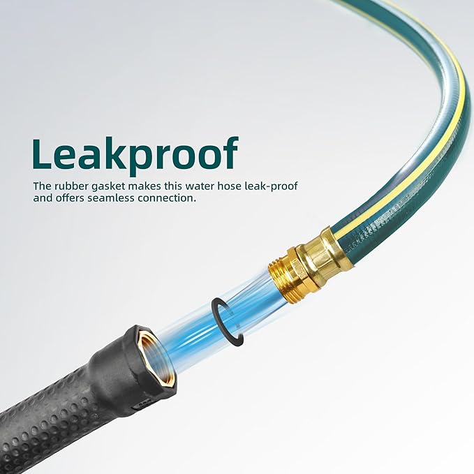 Solution4Patio Short Leader Green Garden Hose 3/4 in. x 12 ft. -Kink Free, Leakproof, Brass Aluminum Male/Female Fittings -Heavy Duty Durable Flexible Lightweight Water Pipe for Household & Commercial