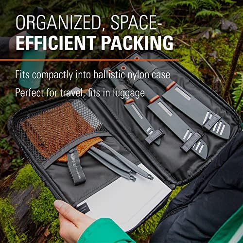 GSI Outdoors Santoku Knife Set, 6 pc Camp Chef Kit with Cutting Board