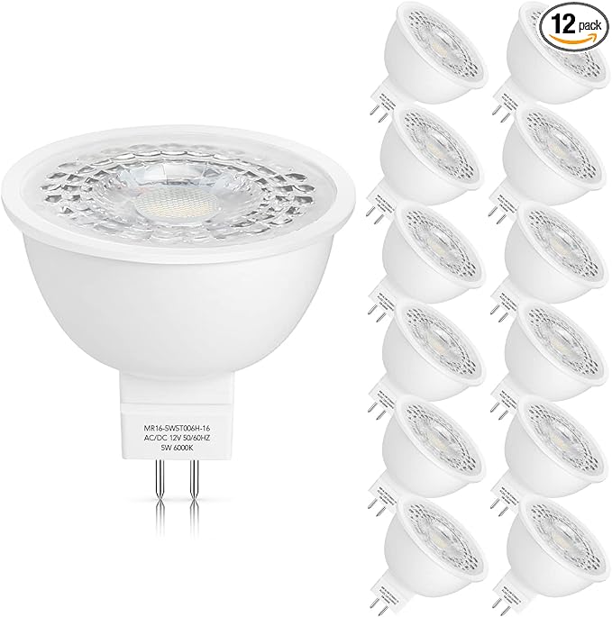 Mlambert 12 Pack MR16 LED Bulbs 50W Halogen Equivalent, 6000K Cool Whitee