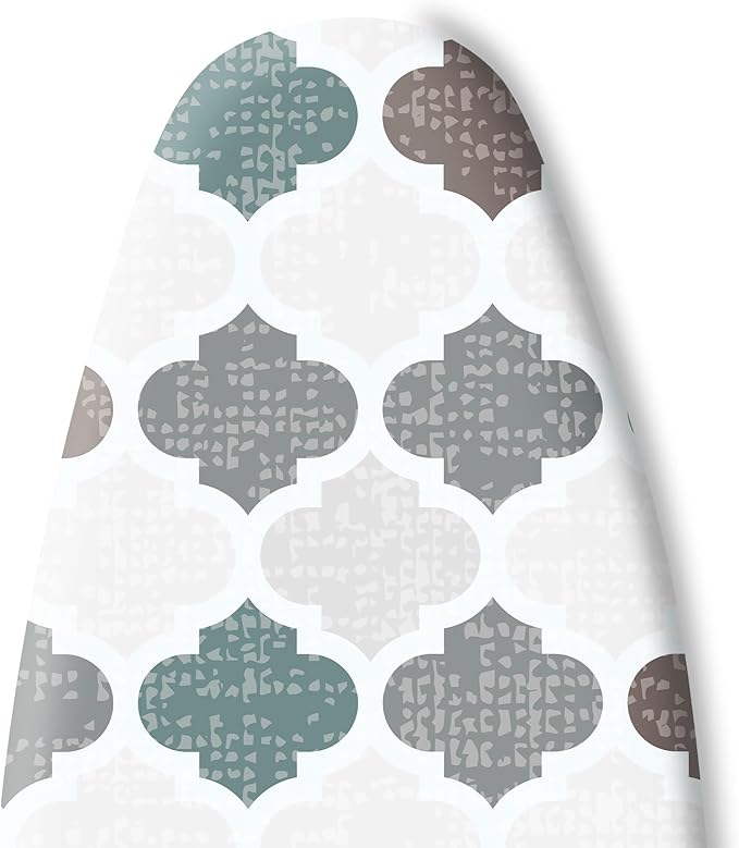 Extra Thick Ironing Board Cover and Pad, Retro Gray Moroccan Geometric 15x54 Ironing Board Cover, Resist Scorching and Staining,Elastic Edges,Modern Abstract Art