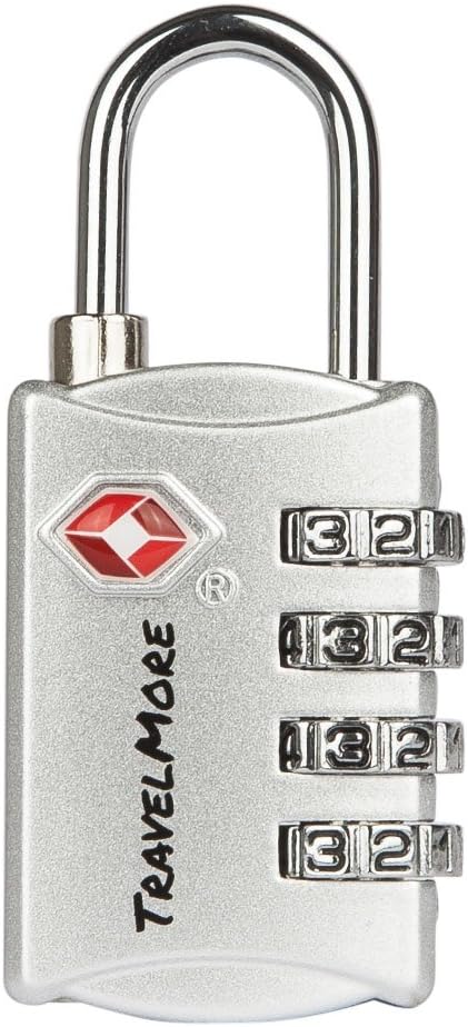 TSA Luggage Locks with 4 Digit Combination – Heavy Duty Set Your Own Padlocks for Travel, Baggage, Suitcases & Backpacks – 1 Pack Silver