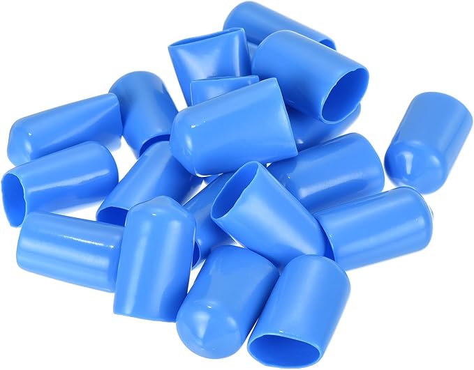 uxcell 20pcs Rubber End Caps 12mm(1/2 inch) ID Vinyl Round Tube Bolt Cap Cover Screw Thread Protectors Light Blue