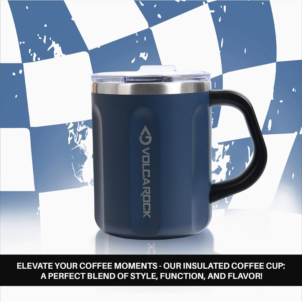 16oz Coffee Mug, Vacuum Insulated Camping Mug with Lid, Double Wall Stainless Steel Travel Tumbler Cup, Coffee Thermos Outdoor, Great for Any Beverage (Navy Blue)
