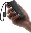 Baseus Mini Power Bank Fast Charging 67W, 10000mAh Small Portable Phone Charger Built-in Dual USB C Braided Cable, Travel Essential Battery Pack for iPhone 17/16/15, iPad, Samsung Galaxy S25/S24 etc.