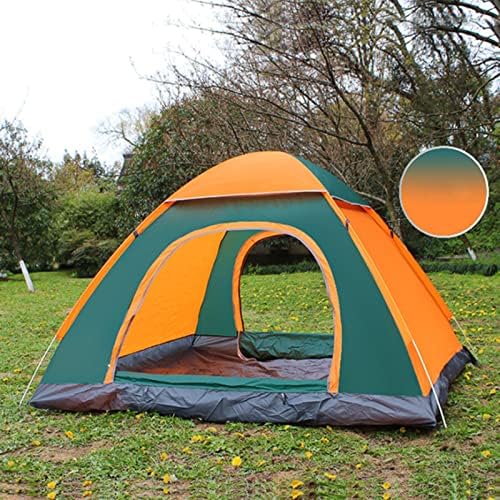 Family Dome Tent Pop-Up Tent Lightweight Tent Durable 210T Polyester Fabric Water-Resistant, UV Protection Easy Set Up for Camp Backpacking Hiking Outdoor,Orange 1,M