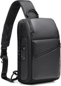 BASICPOWER Sling Bag for Men Women, Shoulder Crossbody Backpack with USB Port, Anti-theft Chest Bag for Business Travel Daily