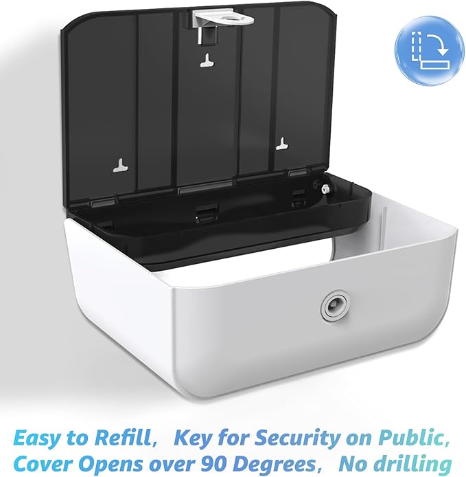 Paper Towel Dispenser Wall Mount, Multifold Paper Towel Holder Adhesive Hand Towel Dispenser for Bathroom Kitchen Commercial, White