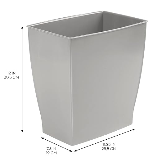 iDesign Small Rectangular Bathroom Trash Cans - Set of 2 - Gray