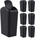 Hoolerry 6 Pcs 3 Gallon/12 Liter Small Trash Can Plastic Kitchen Garbage with Lid Small Trash Bin for Bathroom Office Bedroom Kitchen Waste Outdoor (Black)